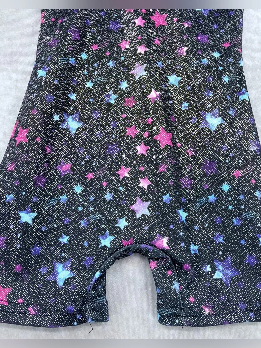 Girls Black Star Print Gymnastics Leotard Romper small